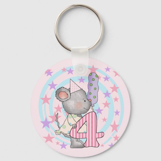 Porte-clés Souris 4e anniversaire T-shirts et cadeaux (Recto)