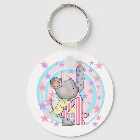 Porte-clés Souris 4e anniversaire T-shirts et cadeaux (Recto)