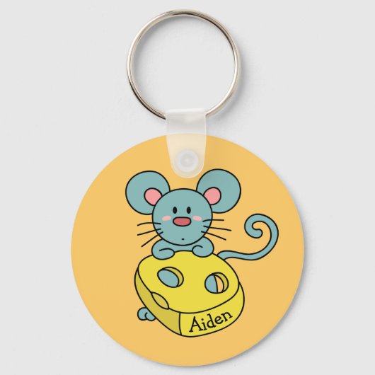 Porte-clés Souris Bleu mou et fromage enfants Personnalisé (Recto)