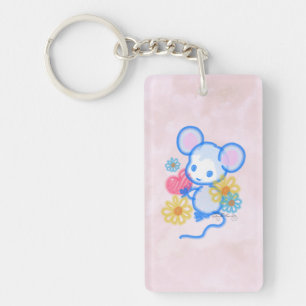 Porte-clés Souris d'amour mignonne avec cœur
