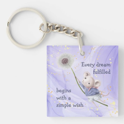 Porte-clés Souris Dandelion Chaque Rêve Simple Souhait (Devant)