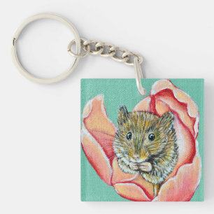 Porte-clés Souris dans une peinture de tulipe