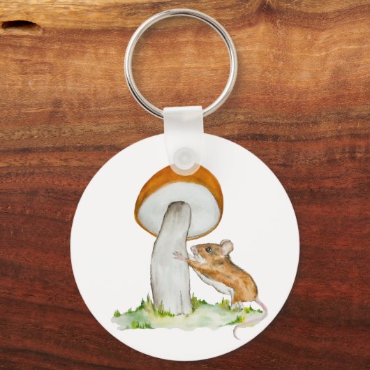Porte-clés Souris drôle avec champignon sauvage (Recto)
