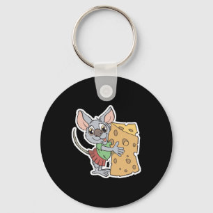 Porte-clés souris heureuse avec du fromage