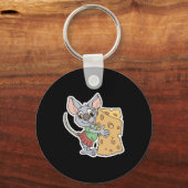 Porte-clés souris heureuse avec du fromage (Recto)