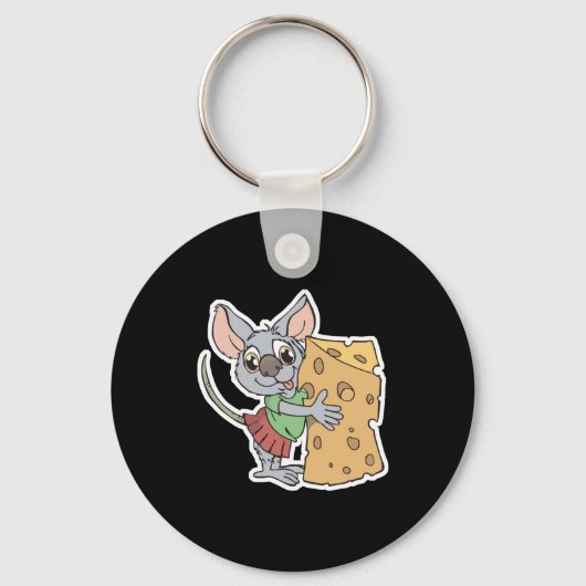 Porte-clés souris heureuse avec fromage (Recto)
