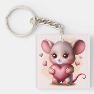 Porte-clés Souris pour bébé avec le coeur de Valentine