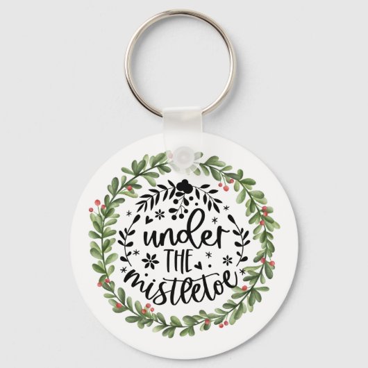 Porte-clés Sous la couronne d'aquarelle Mistletoe (Recto)