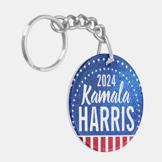 Porte-clés Soutenez Kamala Harris 2024 Progrès et unité (Devant gauche)