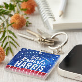 Porte-clés Soutenez Kamala Harris 2024 Progrès et unité (Devant Droit)