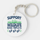 Porte-clés Soutenez la faune élever des triplets drôle Triple (Dos)