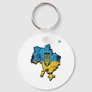 Porte-clés Soutenez L'Ukraine - Carte De L'Ukraine Libre Avec