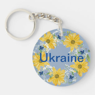 Porte-clés Soutenez l'Ukraine Wreath Couleurs du drapeau ukra
