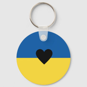 Porte-clés Soutenir l'Ukraine, coeur du drapeau ukrainien