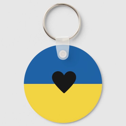 Porte-clés Soutenir l'Ukraine, coeur du drapeau ukrainien (Recto)