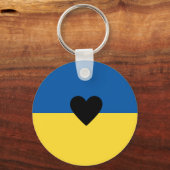 Porte-clés Soutenir l'Ukraine, coeur du drapeau ukrainien (Recto)