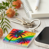 Porte-clés [South Beach Vibes] Retro Tropical Palm Trees (Devant Droit)