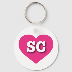 Porte-clés South Carolina Hot Pink Heart - I love SC