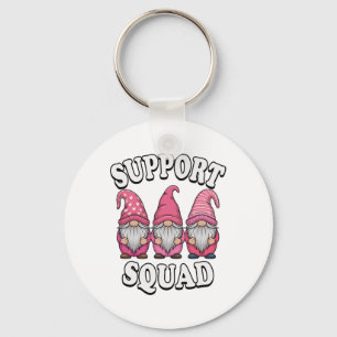 Porte-clés Soutien Équipe Gnome Trio Cancer du sein rose