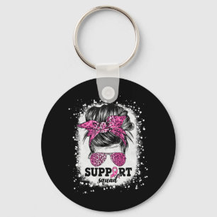 Porte-clés Soutien Squad Messy Bun Pink Ribbon Cancer du sein