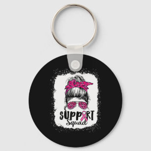 Porte-clés Soutien Squad Messy Bun Pink Warrior Cancer du sei