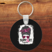 Porte-clés Soutien Squad Messy Bun Pink Warrior Cancer du sei (Recto)