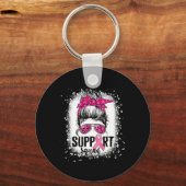 Porte-clés Soutien Squad Messy Bun Pink Warrior Cancer du sei (Recto)