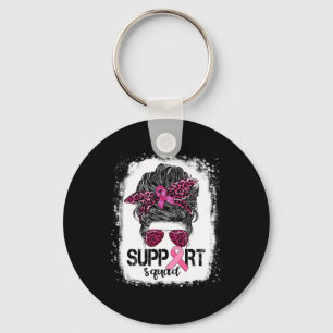 Porte-clés Soutien Squad Messy Bun Pink Warrior Cancer du sei