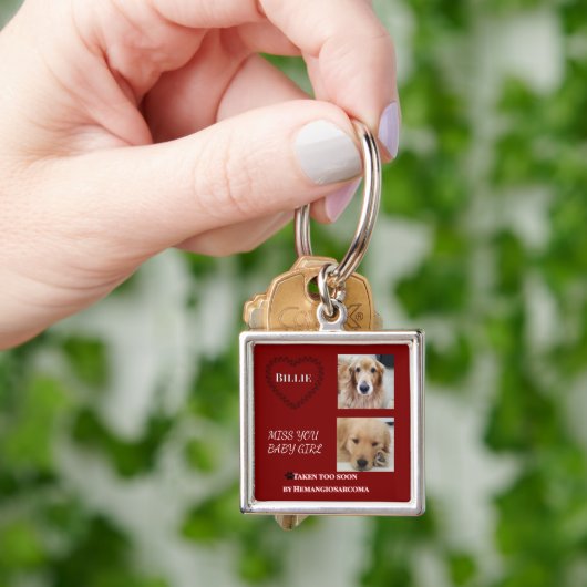 Porte-clés Souvenir de perte d'animal de compagnie rouge prof (main)