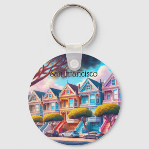 Porte-clés Souvenir de San Francisco Victorian Dames peintes