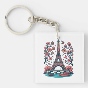 Porte-clés Souvenir parisien Tour Eiffel Paris Cherry Tree