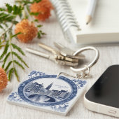 Porte-clés Souvenir personnalisé Blue Delft Amsterdam (Devant Droit)