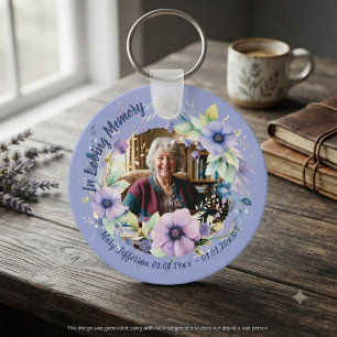 Porte-clés Souvenir photo commémoratif floral à l'anémone vio