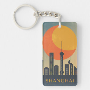 Porte-clés souvenir voyage vintage rétro Shanghai Chine