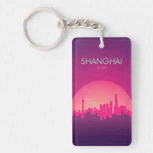 Porte-clés souvenir voyage vintage rétro Shanghai Chine