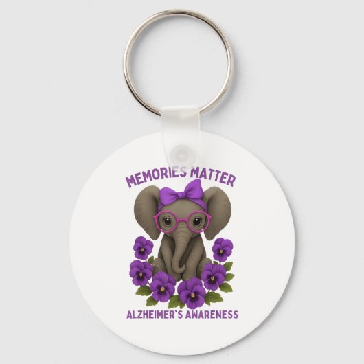 Porte-clés Souvenirs Heimer's Awareness Purple Elephant Flowe (Recto)