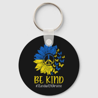 Porte-clés Soyez gentil Sunflower Peace Love Ukraine Stand Wi