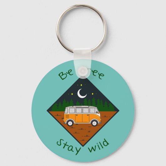 Porte-clés Soyez libre, restez sauvage - graphique Vanlife #8 (Recto)