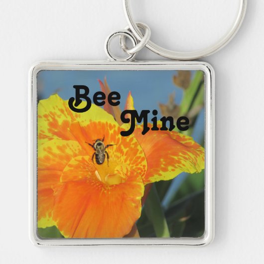 Porte-clés Soyez mien Bee Pun Bright Orange Flower Photo Flor (Devant)