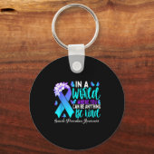 Porte-clés Soyez Turquoise Violet Ribbon Prévention du suicid (Recto)