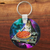 Porte-clés Space dj chat pizza (Recto)