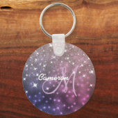 Porte-clés Space Galaxy Rose Parties scintillant or Sparkly M (Recto)