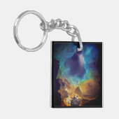 Porte-clés Space Nebula bleu jaune Alcool art (Devant gauche)