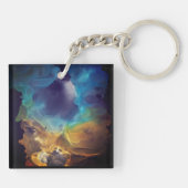 Porte-clés Space Nebula bleu jaune Alcool art (Dos)