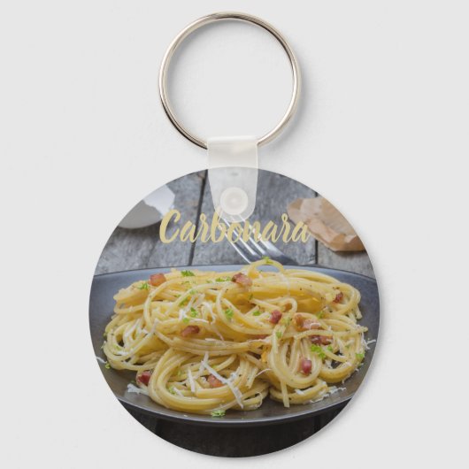 Porte-clés Spaghetti Carbonara Pasta avec Bacon et Parmesan (Recto)