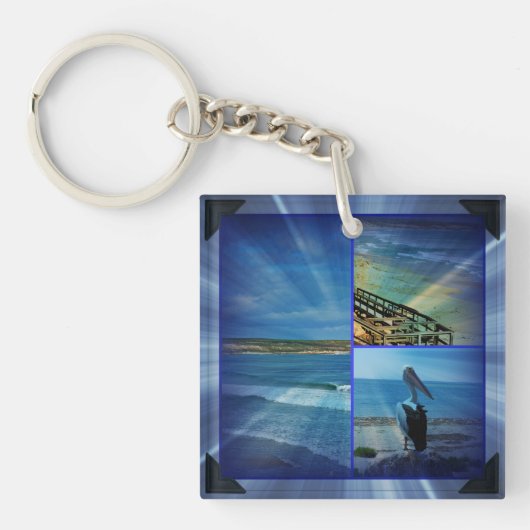 Porte-clés Sparkle de collage de photos de plage, (Devant)