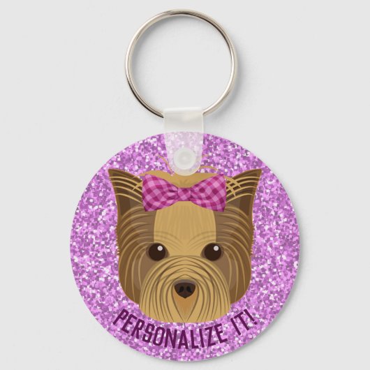 Porte-clés Sparkle Yorkie Yorkshire Terrier Chien chiot Parti (Recto)