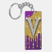 Porte-clés Sparkling Letter V With Gold Glitter Drip (Devant gauche)