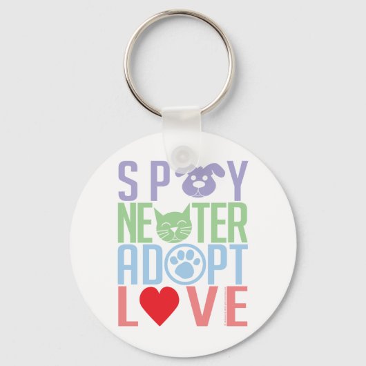 Porte-clés Spay Neuter Adopter l'Amour 2 (Recto)