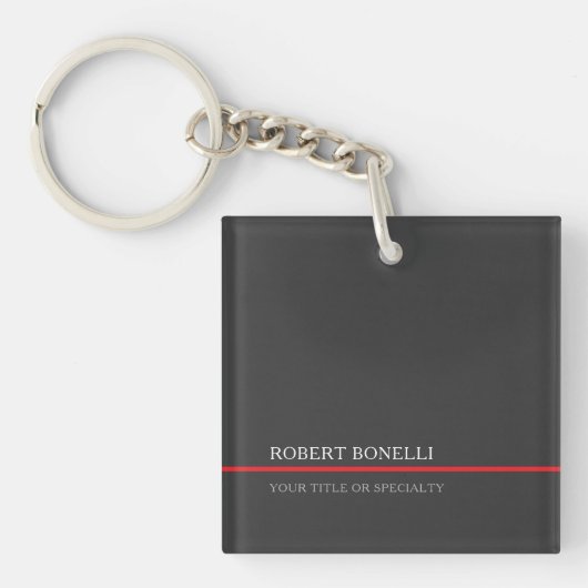 Porte-clés Spécial Unique Gris Rouge Élégant Moderne (Devant)
